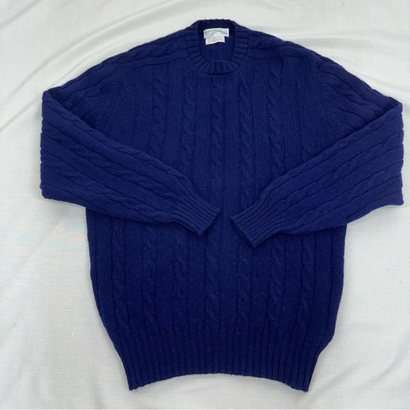Wilmington Country Store Size Large Navy Blue 100% Scottish Wool Sweater - Picture 8 of 16